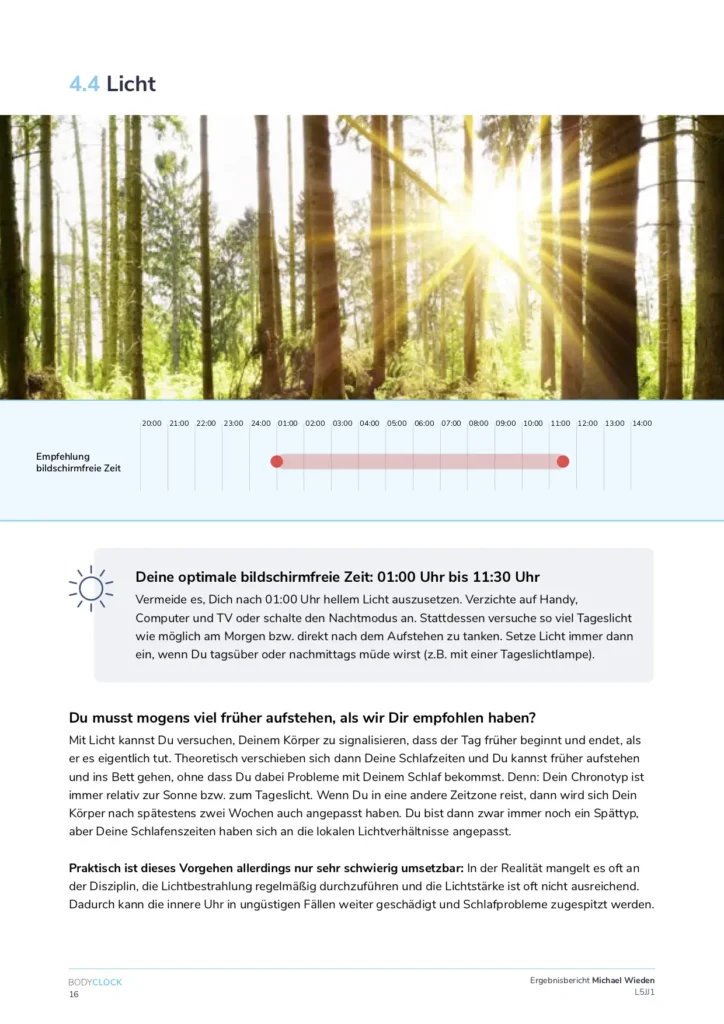 BodyClock Ergebnisbericht Michael Wieden Licht
