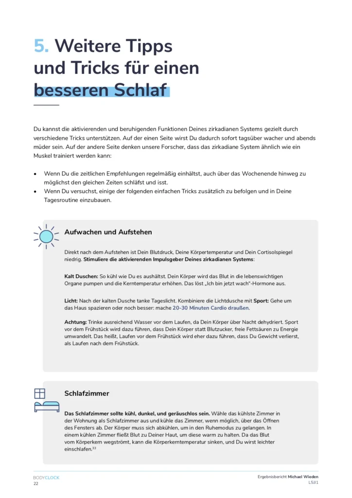 BodyClock Ergebnisbericht Michael Wieden Tipps