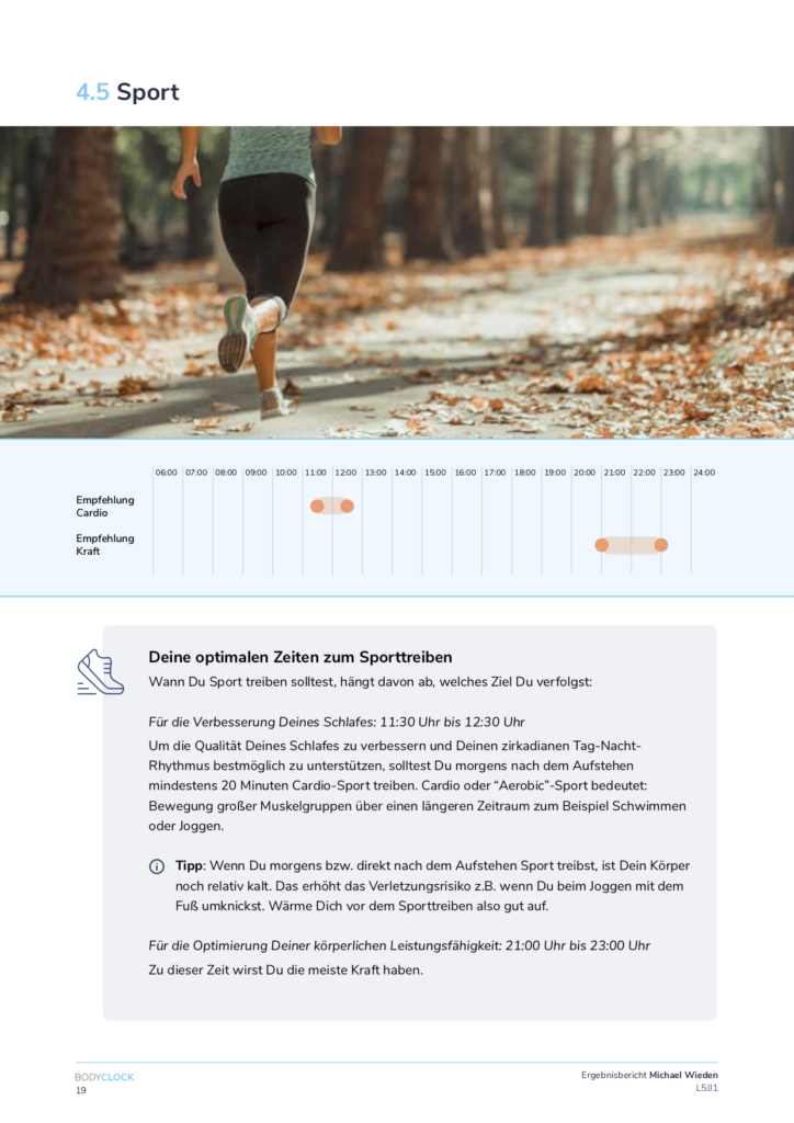 BodyClock Results Report Michael Wieden sport